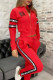 Red Fashion Sportswear Print Patchwork O Neck Long Sleeve Two Pieces