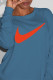 Blue Fashion Sportswear Print Patchwork O Neck Tops