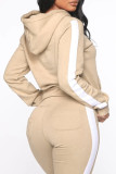 Pink Fashion Casual Solid Patchwork Hooded Collar Long Sleeve Two Pieces