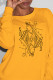 Yellow Casual Street Print Patchwork O Neck Tops