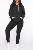 Pink Fashion Casual Solid Patchwork Hooded Collar Long Sleeve Two Pieces