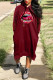 Burgundy Casual Street Print Patchwork Hooded Collar Long Sleeve Dresses