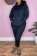 Black Fashion Casual Solid Basic Hooded Collar Long Sleeve Two Pieces