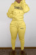 Yellow Fashion Street Print Letter Hooded Collar Long Sleeve Two Pieces