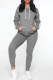 Grey Fashion Casual Solid Patchwork Hooded Collar Long Sleeve Two Pieces