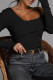 Black Fashion Casual Solid Patchwork Off the Shoulder Tops