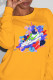 Yellow Fashion Sportswear Print Patchwork O Neck Tops