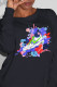 Black Fashion Sportswear Print Patchwork O Neck Tops