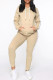 Apricot Fashion Casual Solid Patchwork Hooded Collar Long Sleeve Two Pieces