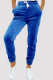 Blue Fashion Casual Solid Basic Regular High Waist Conventional Solid Color Bottoms