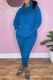 Blue Fashion Casual Solid Basic Hooded Collar Long Sleeve Two Pieces