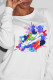 White Fashion Sportswear Print Patchwork O Neck Tops