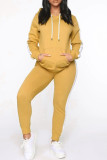 Pink Fashion Casual Solid Patchwork Hooded Collar Long Sleeve Two Pieces