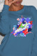 Blue Fashion Sportswear Print Patchwork O Neck Tops