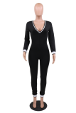 Pink Sexy Solid Patchwork V Neck Skinny Jumpsuits