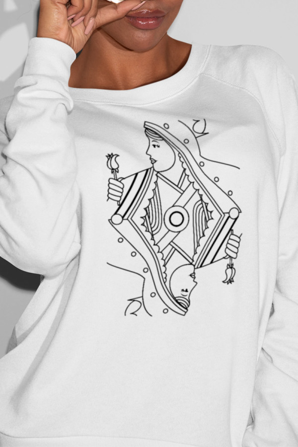 White Casual Street Print Patchwork O Neck Tops