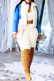 Red Fashion Casual Patchwork Cardigan Turndown Collar Outerwear