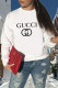 White Fashion Casual Print Letter O Neck Tops