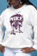 White Fashion Street Print Patchwork Letter O Neck Tops