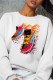 White Casual Sportswear Print Patchwork O Neck Tops