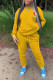 Yellow Casual Solid Embroidered Patchwork O Neck Long Sleeve Two Pieces