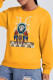 Yellow Casual Street Print Patchwork O Neck Tops