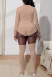 Grey Street Solid Patchwork Zipper Regular Rompers (Including Socks)