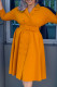 Yellow Fashion Casual Solid Without Belt Turndown Collar A Line Dresses