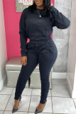 Red Fashion Casual Solid Basic O Neck Long Sleeve Two Pieces