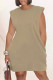 Khaki Fashion Casual Solid Basic O Neck Sleeveless Dress
