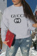 Grey Fashion Casual Print Letter O Neck Tops
