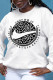 White Fashion Sportswear Print Patchwork O Neck Tops
