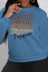 Blue Fashion Street Print Patchwork Letter O Neck Tops