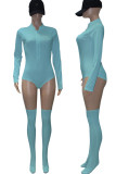 Grey Street Solid Patchwork Zipper Regular Rompers (Including Socks)