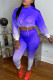 Blue Fashion Casual Gradual Change Print Basic Hooded Collar Long Sleeve Two Pieces