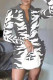 Grey Fashion Casual Print Patchwork Turndown Collar Long Sleeve Dresses