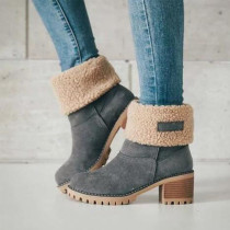 Grey Casual Street Sequins Round Keep Warm Shoes