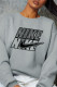 Grey Sportswear Daily Print Patchwork Letter O Neck Tops