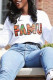 White Fashion Casual Letter Print Basic O Neck Tops