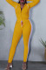 Yellow Casual Solid Patchwork Zipper Hooded Collar Long Sleeve Two Pieces