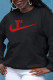 Black Fashion Sportswear Print Patchwork O Neck Tops