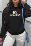 Yellow Casual Sportswear Print Patchwork Letter O Neck Tops