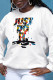 White Casual Sportswear Print Patchwork O Neck Tops