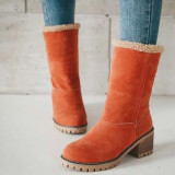 Orange Casual Street Sequins Round Keep Warm Shoes