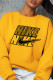 Yellow Sportswear Daily Print Patchwork Letter O Neck Tops