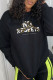Black Casual Sportswear Print Patchwork Letter O Neck Tops
