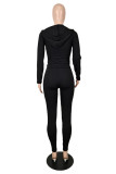 Pink Fashion Casual Solid Basic Hooded Collar Long Sleeve Two Pieces