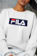 White Casual Sportswear Print Patchwork O Neck Tops
