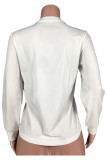 White Fashion Casual Letter Print Basic O Neck Tops
