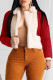 Red Fashion Casual Patchwork Cardigan Turndown Collar Outerwear